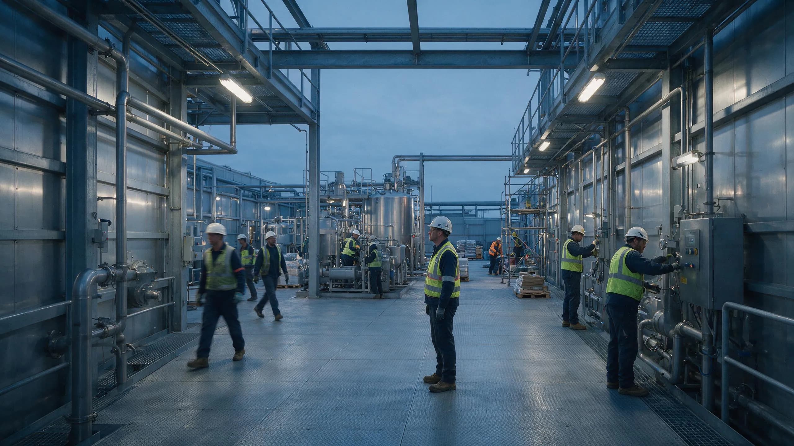 Industrial workforce within a large processing plant